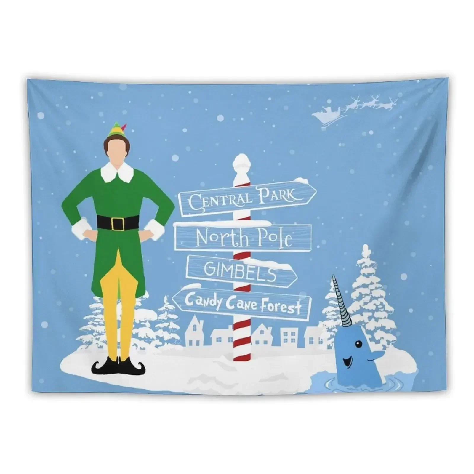 

Buddy the Elf signs and Mr. Narwhal Tapestry Cute Decor Decor For Bedroom Tapestry