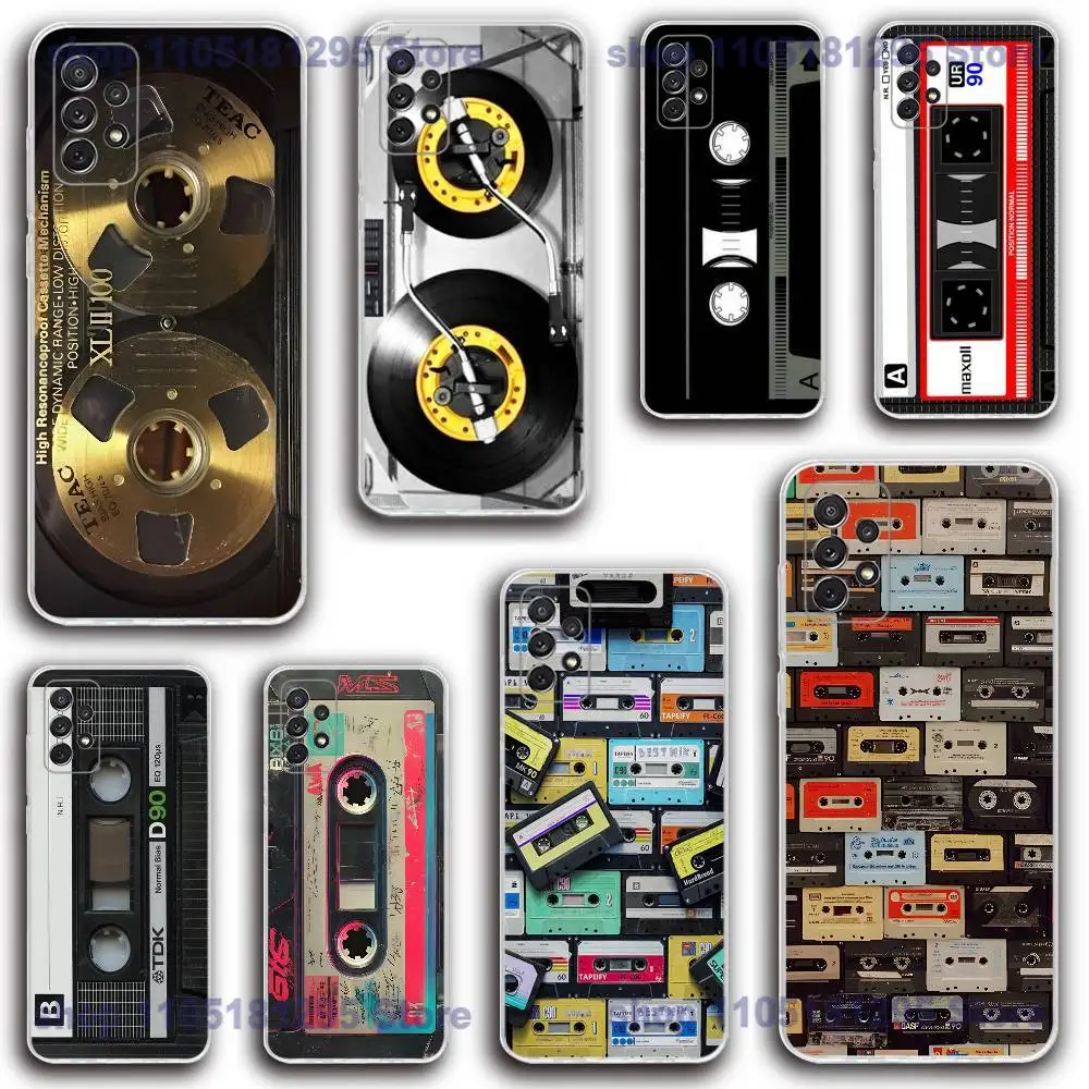 

Retro Magnetic Radio Tape Cassette Phone Case Silicone For Samsung S30,23,21,22,20 FE lite,S10,9,PIus Note20ultra Transparent