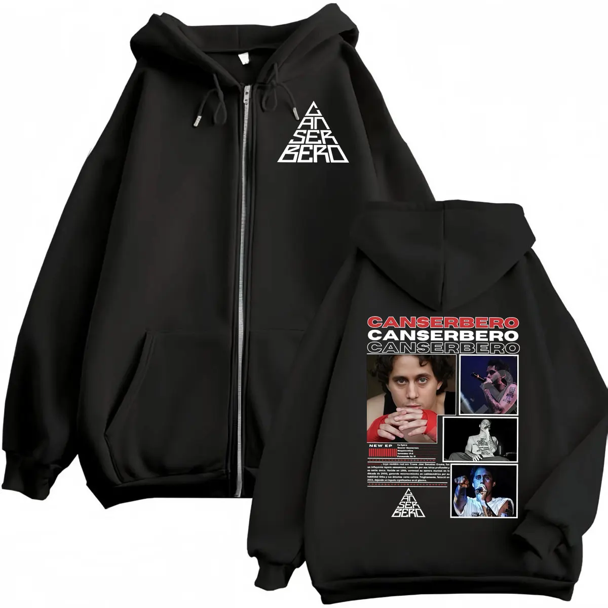 

Rapper Canserbero All We Need Is Love Muerte Vida Graphic Zipper Hoodie Fashion Hip Hop Zip Up Pullovers Unisex Loose Sweatshirt