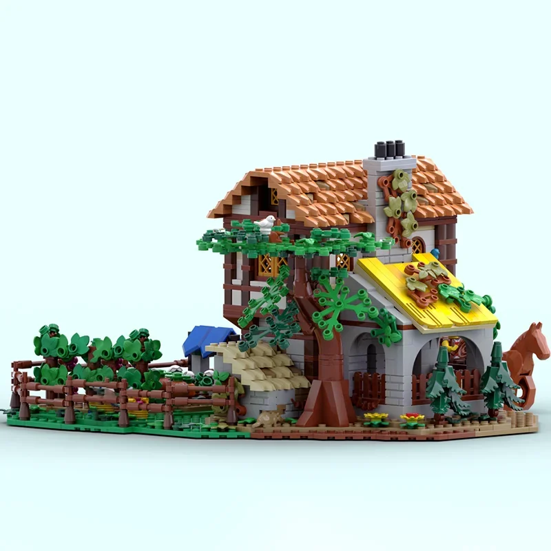 Medieval Castle Moc Building Blocks Bear Medieval Farm Technology Bricks Christmas Assembly Street View Toy Constructrion Gifts