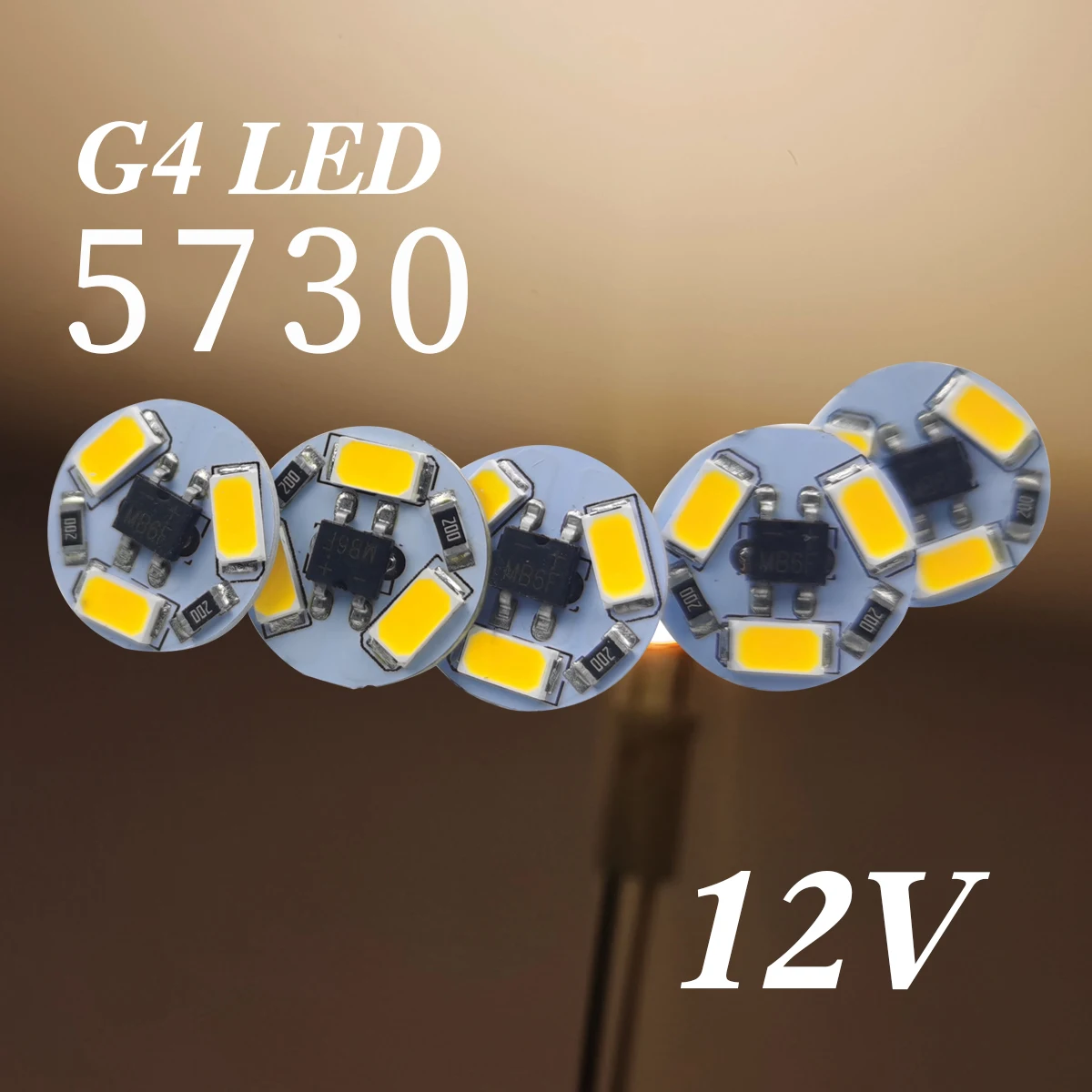 Round 12V G4 LED 0.6W 3LEDS SMD5730 PCB Range Hood LED Bulb Wihte Warm White Crystal Light Chandelier Lighting Bulbs