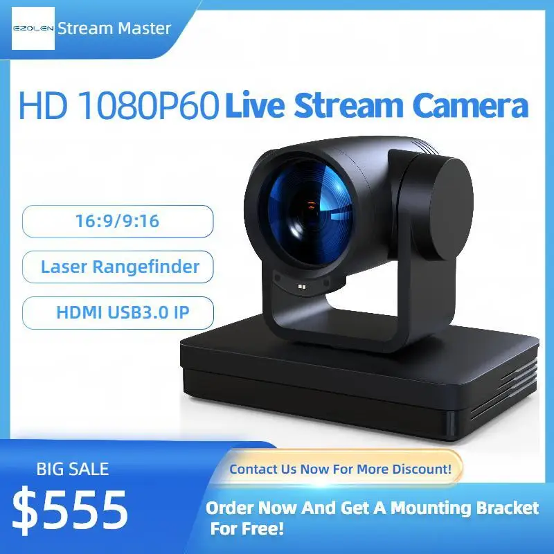 

EZOLEN HD 1080P Live Streaming Camera System PTZ POE With HDMI USB 3.0-12X Optical Zoom Lens, Laser Rangefinder, Multiple Video