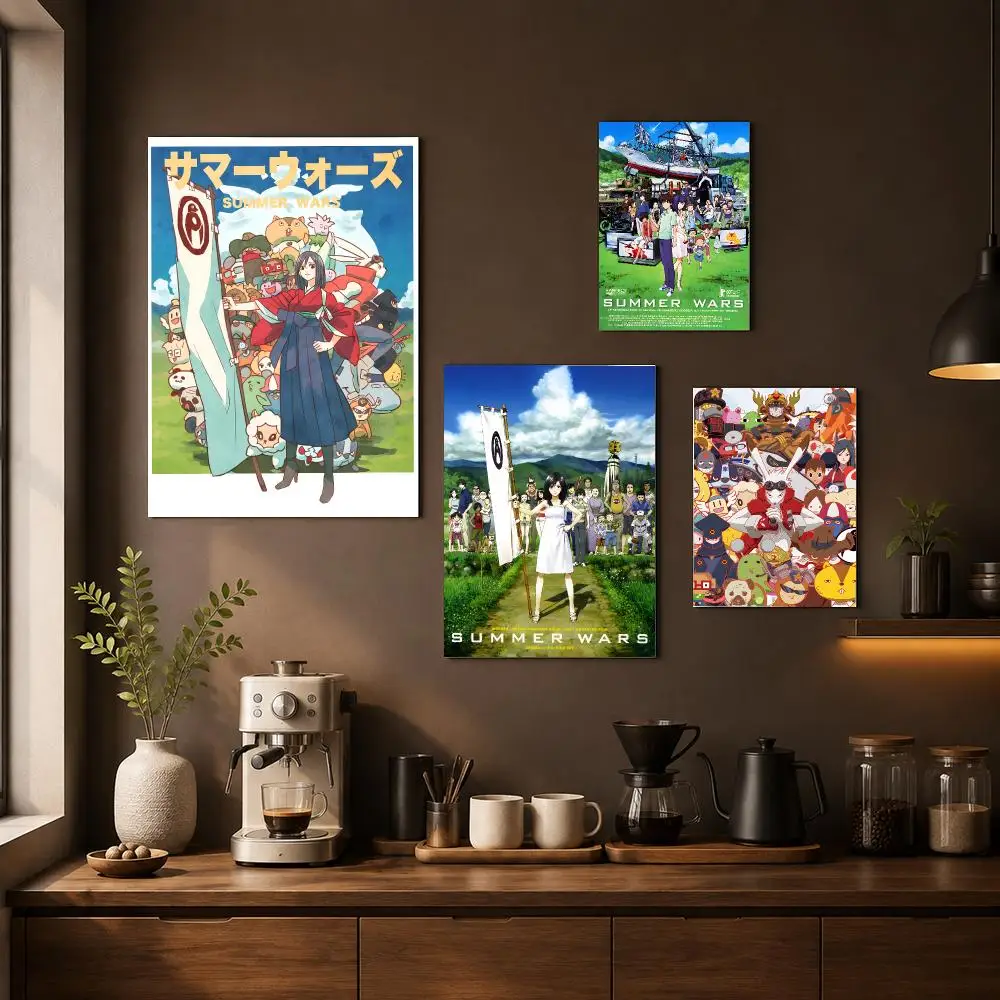 S-Summer Wars Poster HD Art Sticker Self Adhesive For Playroom Bedroom Hallway Home Wall Art Decor Gift