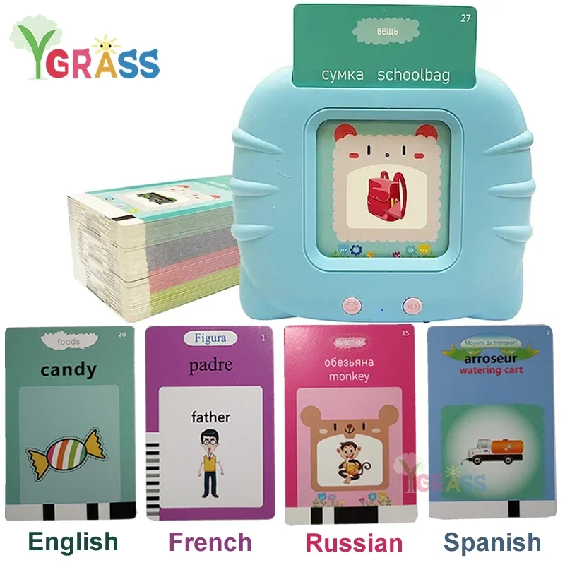 Aprendizagem Educacional Talking Flash Cards for Kids, Audio Book, Presente, Idioma Inglês, russo, espanhol, francês