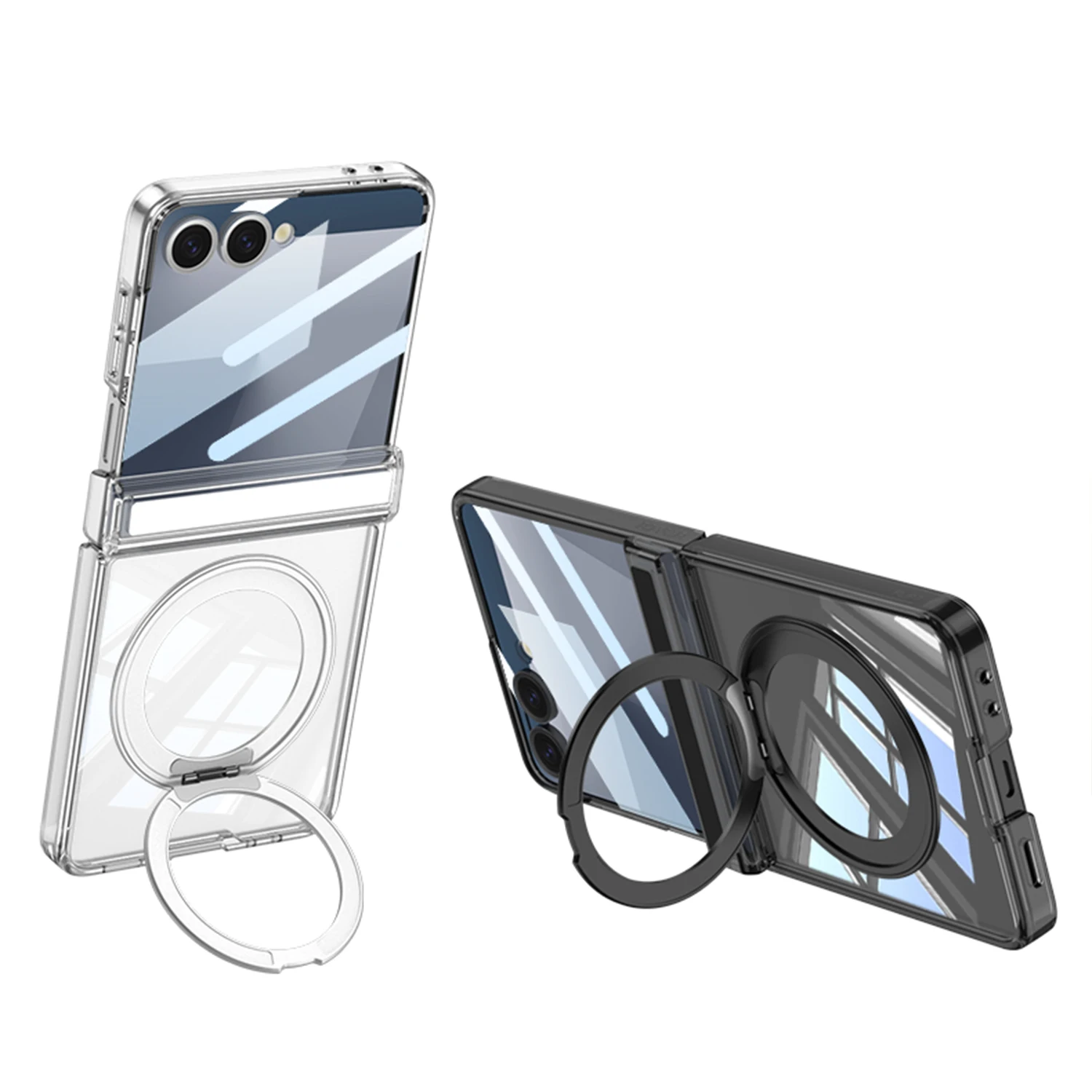 

For Samsung Galaxy Z Flip 7 6 5 Case Protective High Clear Magsafe Holder Back Cover With Small Film