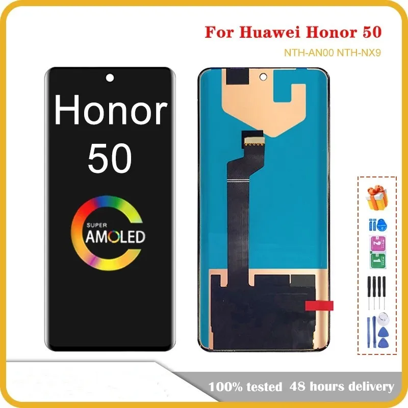 

Экран 6,57 дюйма для Huawei Honor 50, ЖК-дисплей с сенсорным экраном и дигитайзером для Honor 50 NTH-AN00, ЖК-дисплей с рамкой средней части