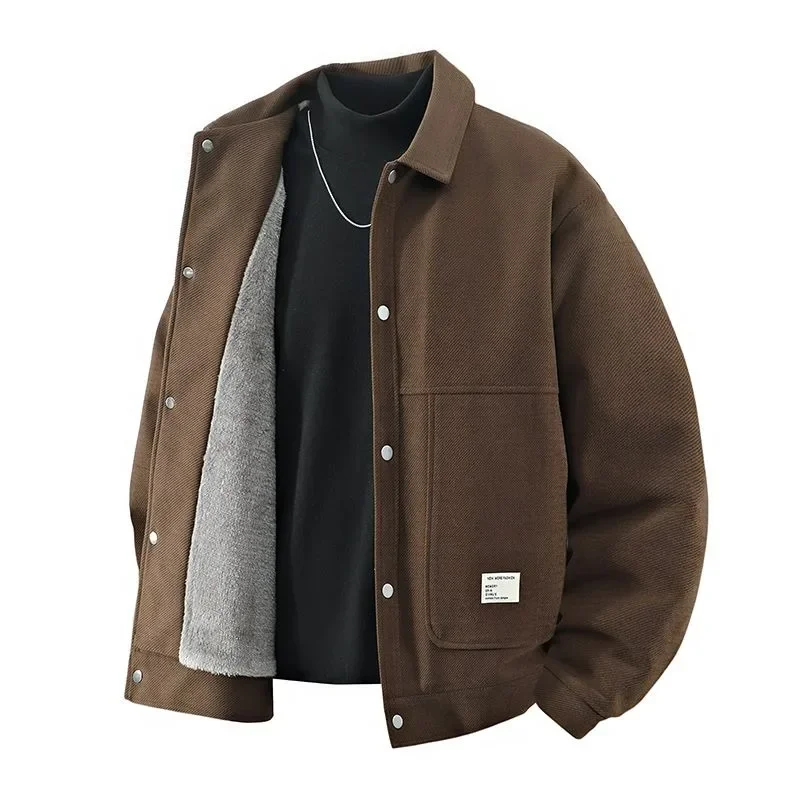 The Price Thickened Warmth Loose Lapel The New Autumn Winter Work Jacket Is Versatile Simple Casual Suitable for Men To Control.