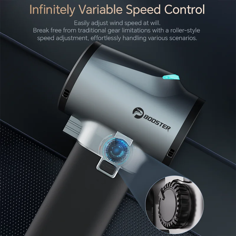 BOOSTER Turbo Fan Dryer Blower for Cars, 750W&64MM, Car Dryer Air Blower with Light, Stepless Speed Control Silicone Handle