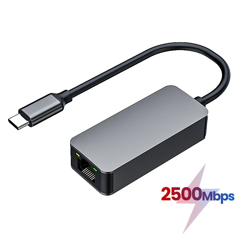 100/1000/2500Mbps USB C Ethernet Adapter Thunderbolt3 Type-C To RJ45 LAN 2.5 Gigabit Network Card for Laptop PC Gaming