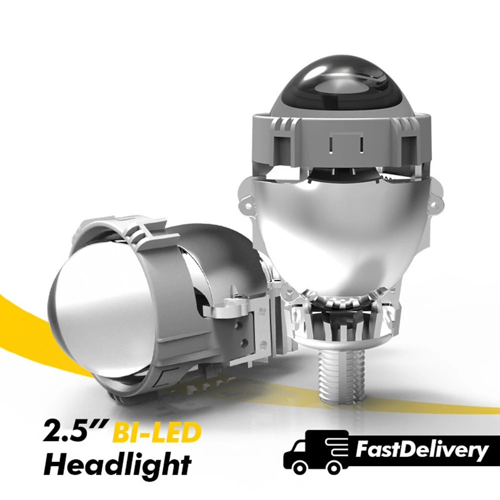 

2.5" Car Bi LED Dual-lens Headlights Non-destructive Installation Headlamp For H4 H7 9005 9006 Car Accessories Light Retrofit