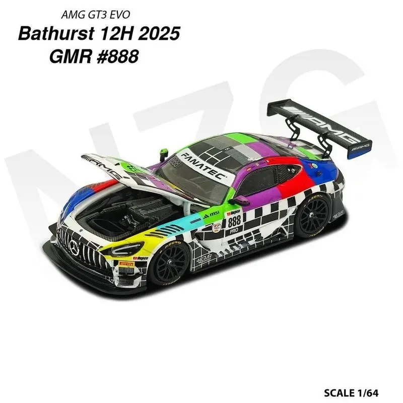 Kilo Works 1/64 Mercedes-Benz AMG GT3 EVO Bathurst 12H 2025 GMR #888 Alloy Diecast Car Model