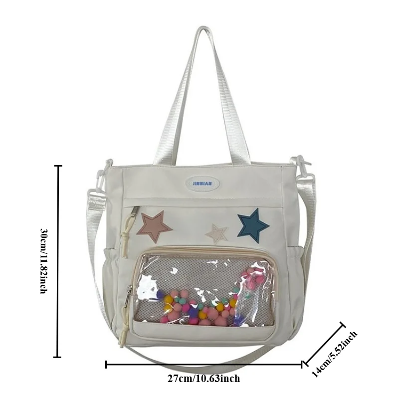 Korean Style Star Pattern Shoulder Bag Youth Handle Bag Badge Postcard Display Itabag Student Tote Crossbody Bag