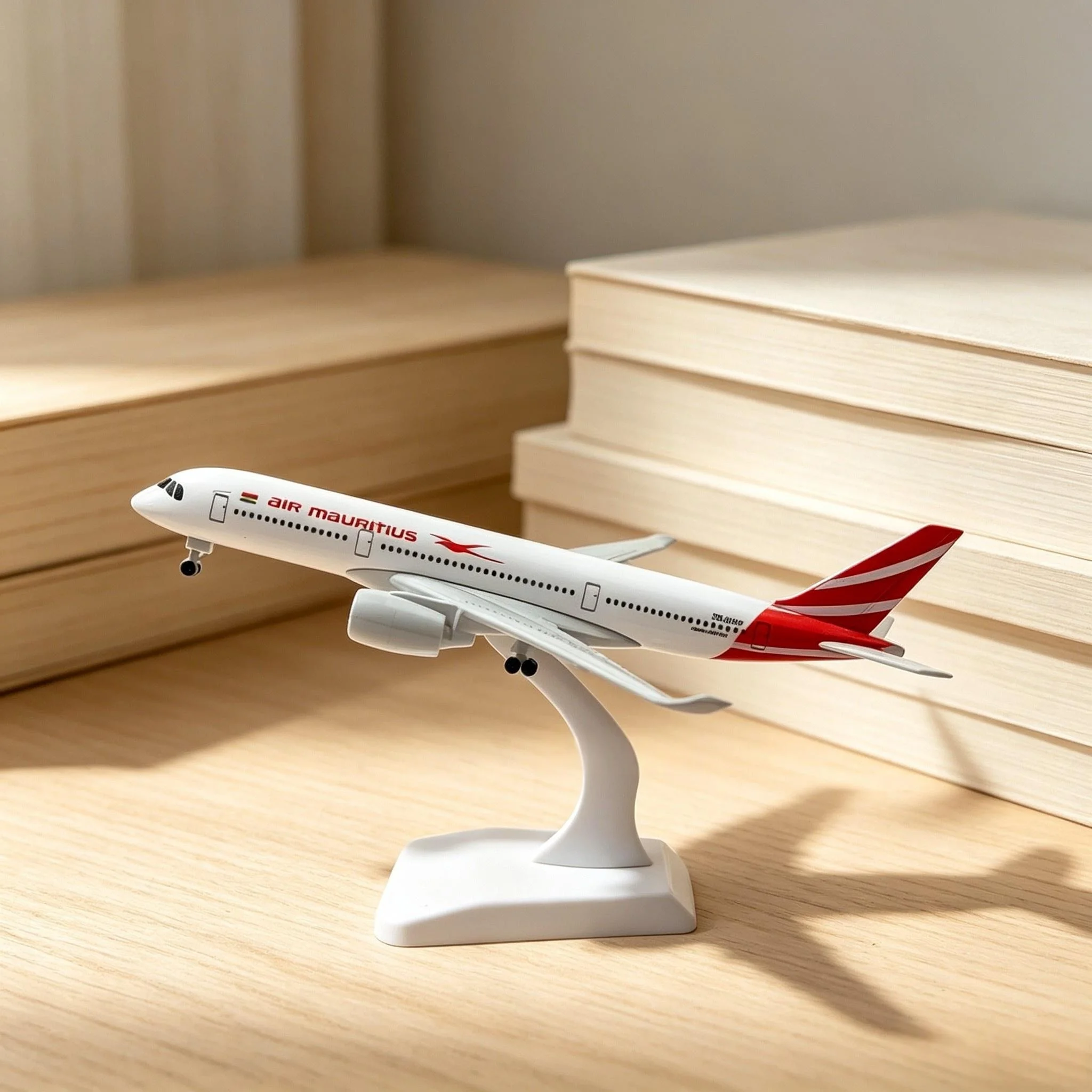 20CM Metal Alloy Airplane Model A350 Mauritius Plastic Model Diecast 1:400 Decoration For Collections And Displays Gift Enthusia