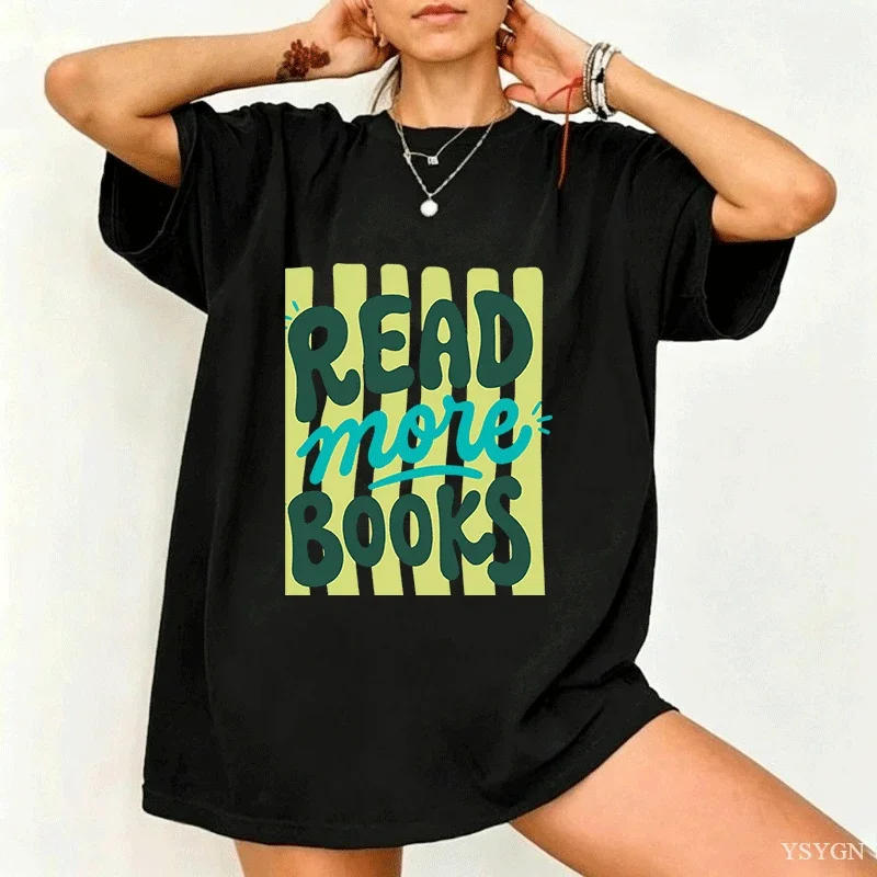 Read More Books T-Shirt Women Ladies Book Lover Trendy Stripes Bookish Graphic Tee Casual Short Sleeve Printed Tshirts Clothing