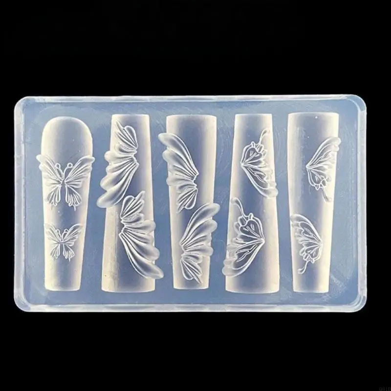 قالب فني مرن من Unguis لتصميمات Unguis المختلفة التي تسلط الضوء على تأثير النقش على شكل فراشة ثلاثية الأبعاد #2