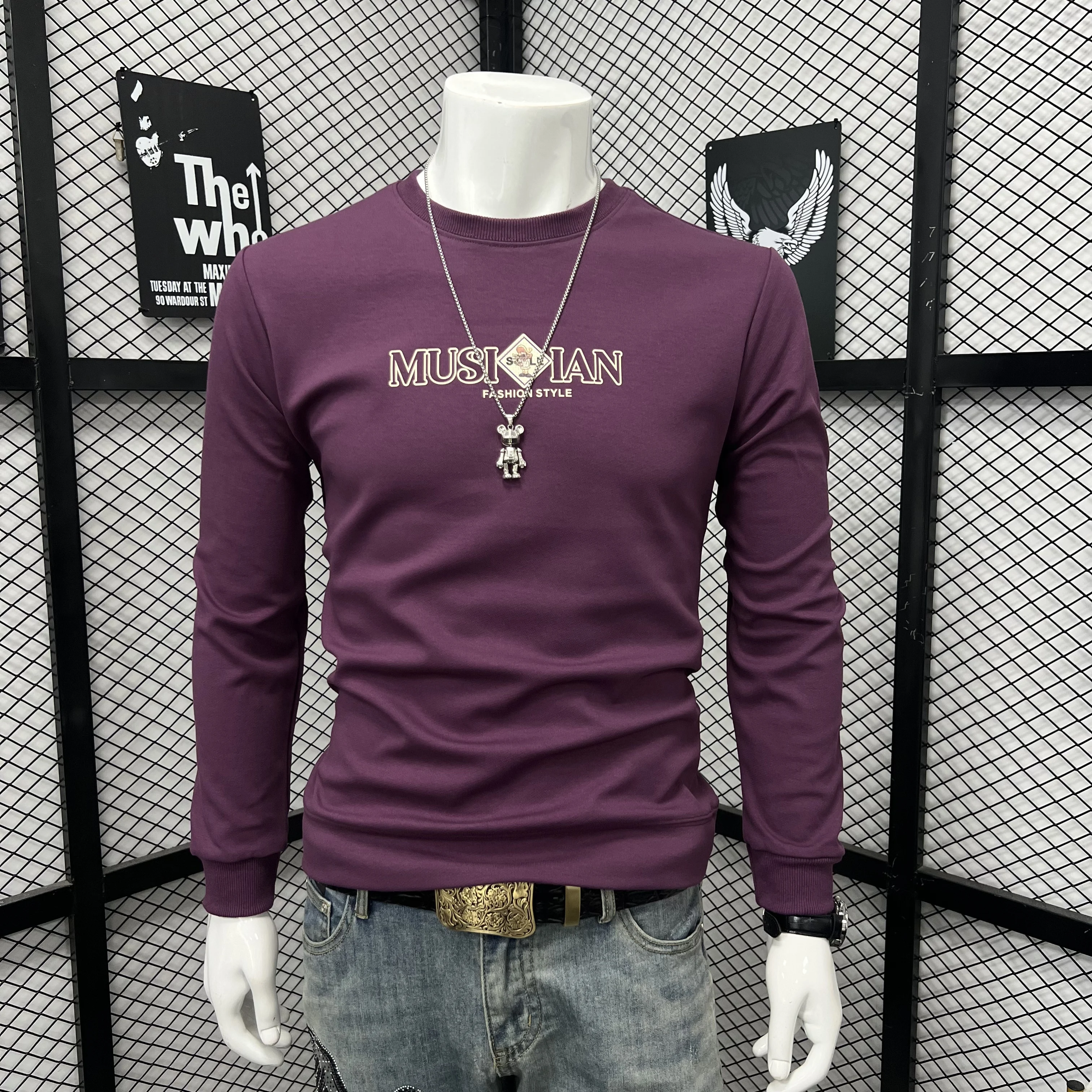 

Men's Pullover Autumn Winter High-Quality Sweatshirt Personalized Versatile Crew Neck Printed Letter Long Sleeve Fashion Clothes