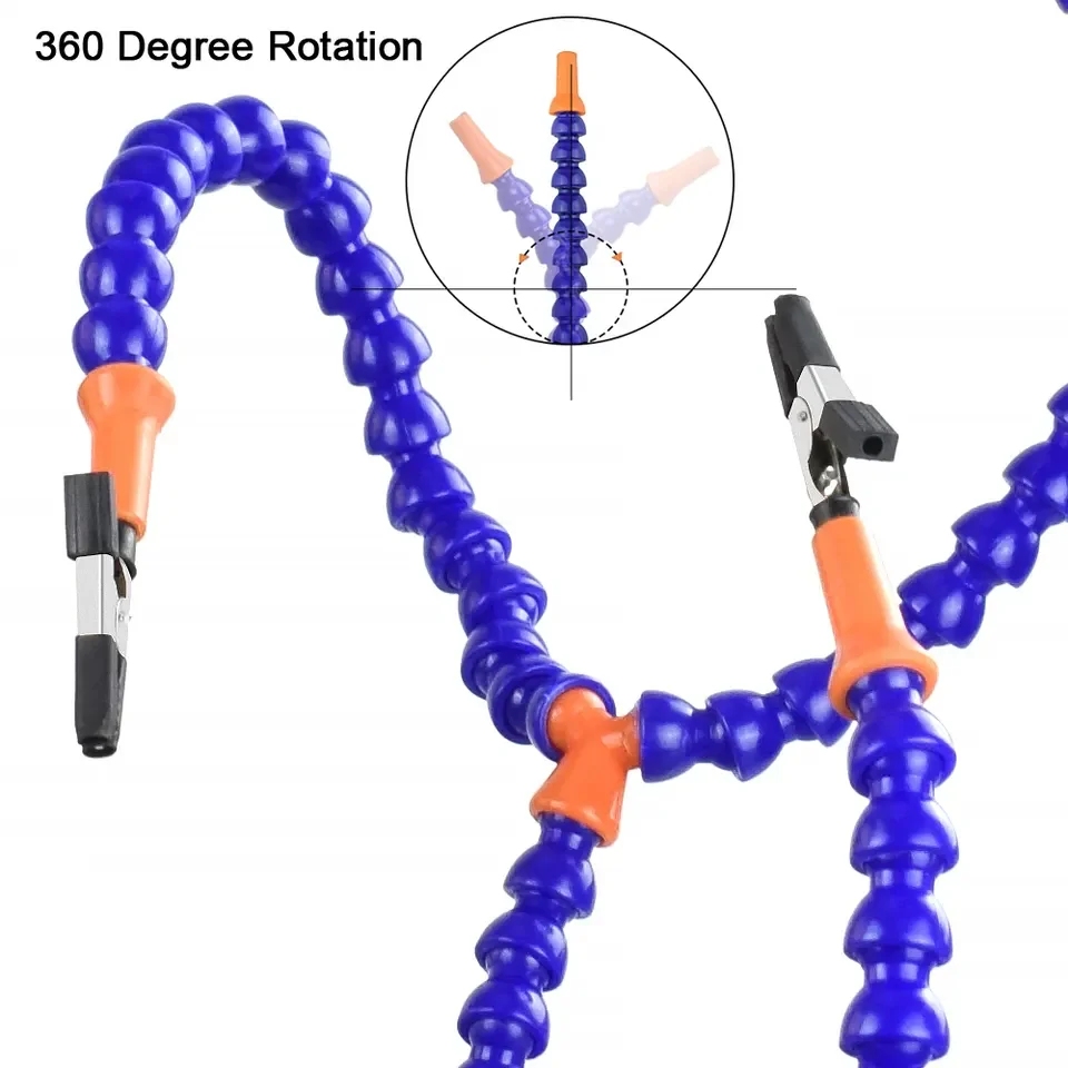 Third Hand Helping Hands Soldering Station Tool With 3X Magnifier/5 Flexible Arms Welding Repair PCB Holder