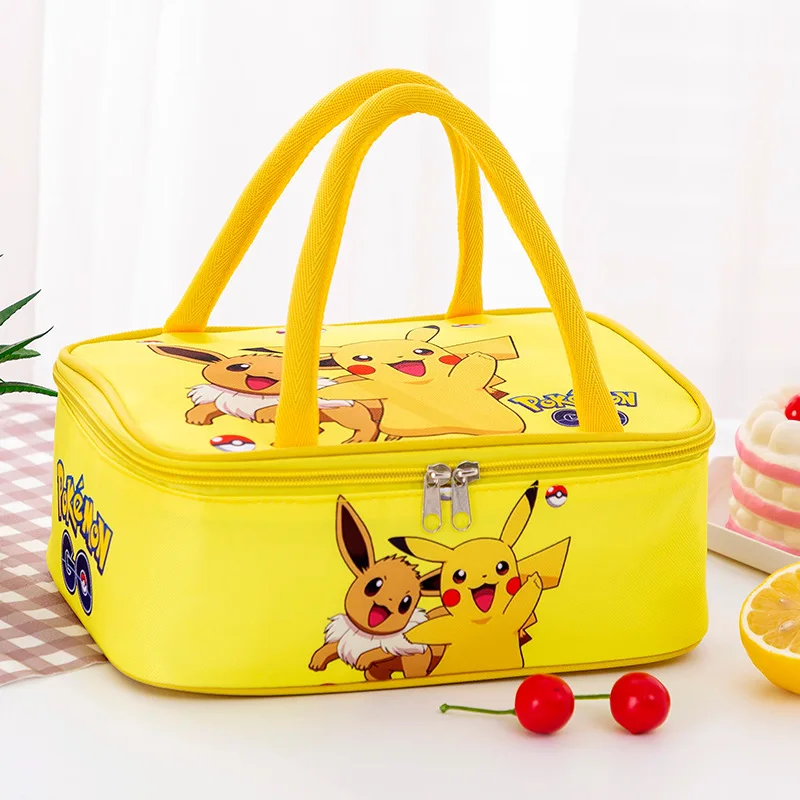 Pokemon Pikachu Insulated Lunch Box Bag Thickened Student Portable Lunch Bag Men and Women Large Capacity Travel Lunch Bag Gifts