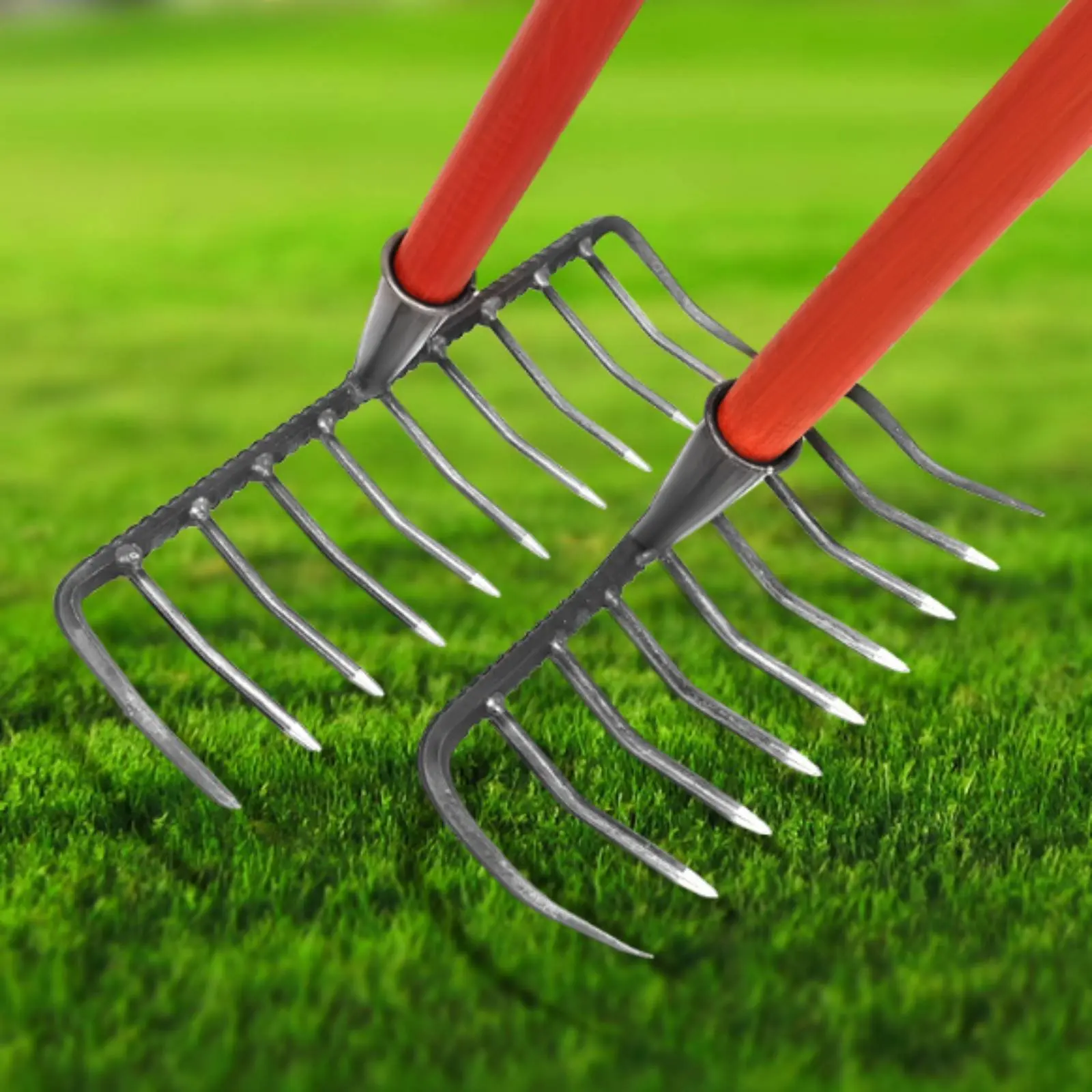 Sturdy Duty Soil Rake Multi-Functional Use Sturdy Duty Garden Rake Steel Tine Cultivator Securely Fused Gardening Tool Easy