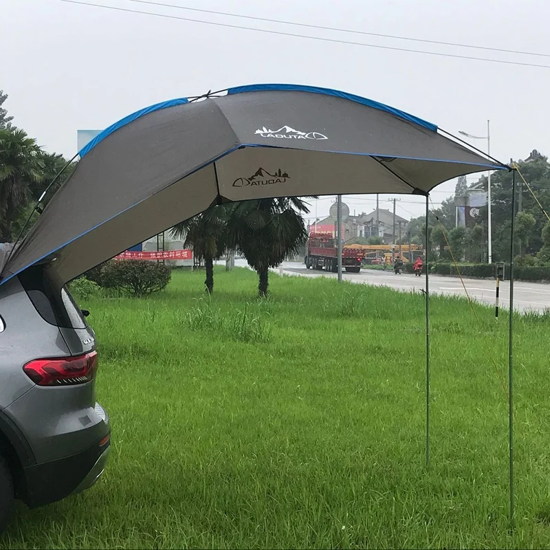 LAPUTA Portable Waterproof Car Rear Tent Outside Camping Shelter Outdoor Car Tent Trailer Tent Roof Top For Beach Grey