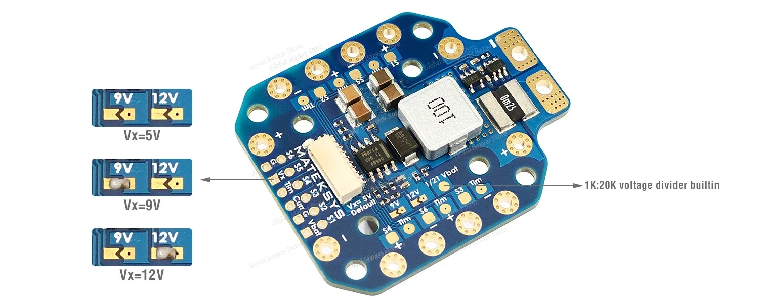 

Mateksys PDB-HEX 12S 5V&12V Model aircraft quadcopter distribution board, Overcurrent protection and Self-recovery function