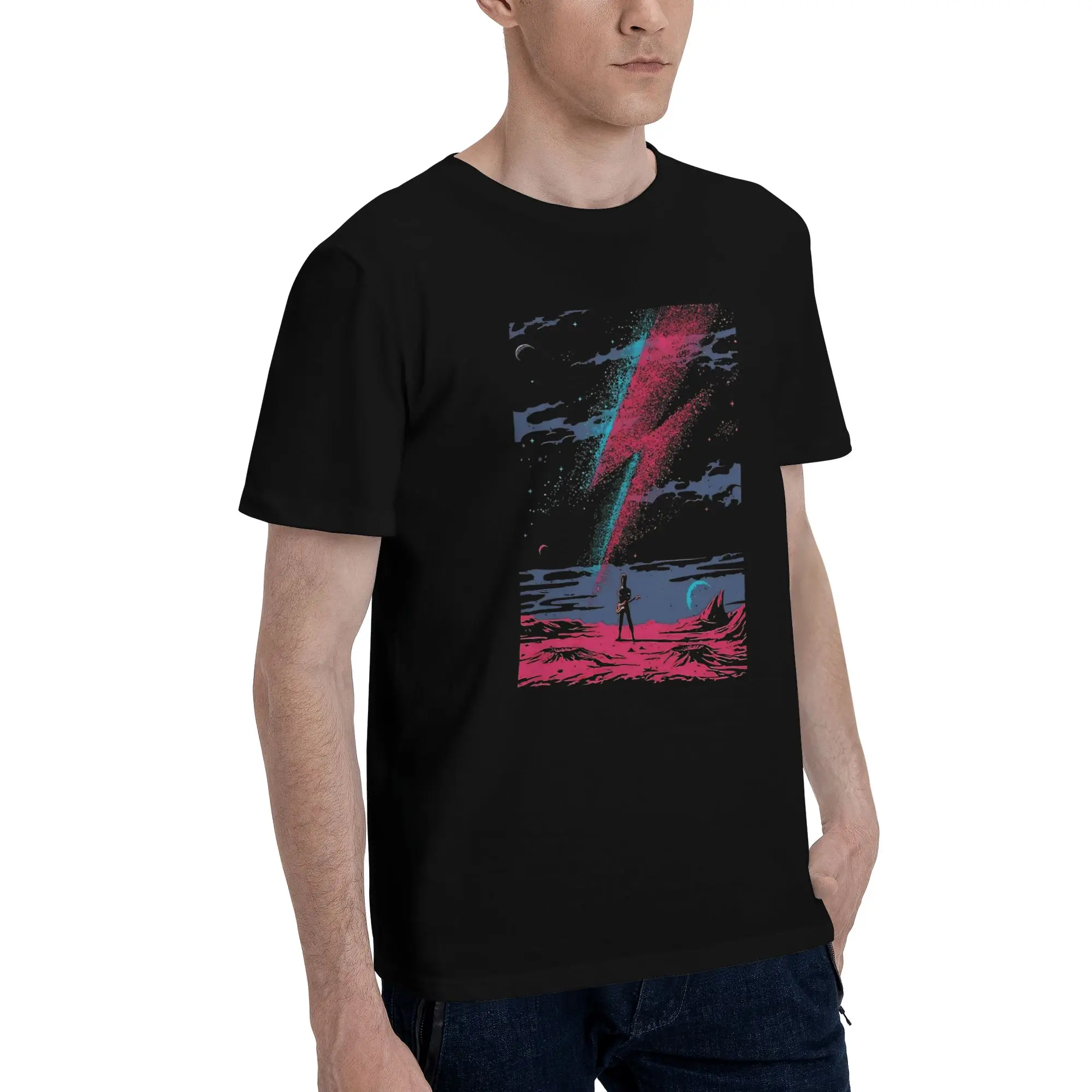 1 Piece Colorful Funny Graphic 100% Cotton T-Shirt Aladdin Sane Tees Tops For Men