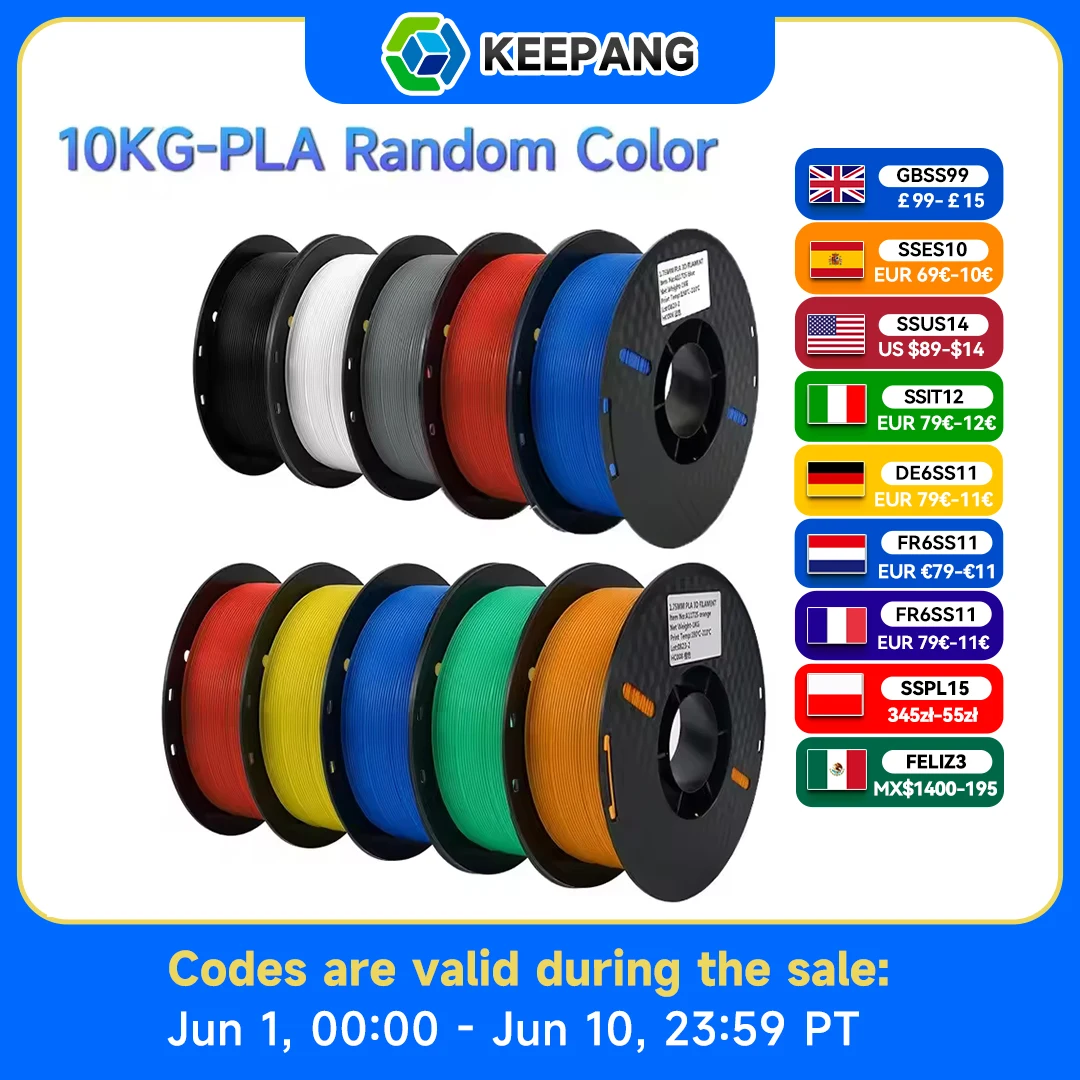 Filament PETG PLA pour imprimante 3D, 10KG/rouleau, 1KG/rouleau, 1.75MM, Filaments en plastique, matériel d'impression soigné pour imprimante 3D