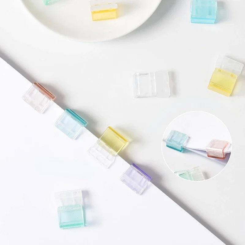 Candy Color Staples Paper Clip Transparent Documents Bookmarks File Mini Paper Clip Index Page Holder Clamp School Supplies