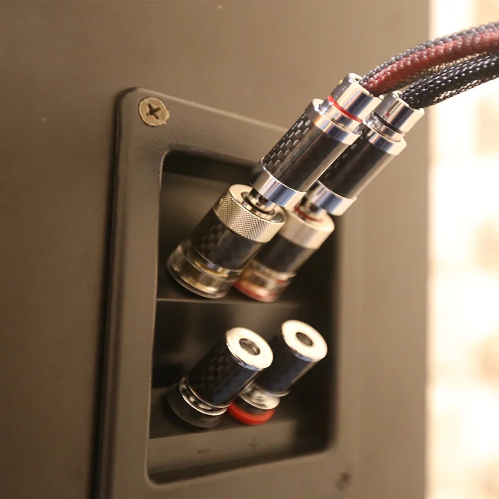 CF1564 4 قطعة مرحبا نهاية ألياف الكربون مكبر صوت كابل الموز موصل قابس HIFI كابل مكبر الصوت الموز موصل قفل المكونات