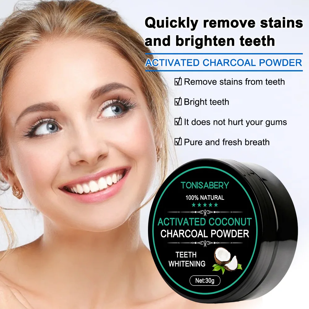 Coconut Shell Activated Carbon Tooth Whitening Powder Remove Stains Brighten Clean Teeth Dental Tools