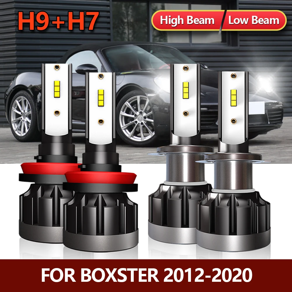 

4x LED Headlight Bulbs H9 High H7 Low Combo Car Front Lamps For Boxster 2012 2013 2014 2015 2016 2017 2018 2019 2020