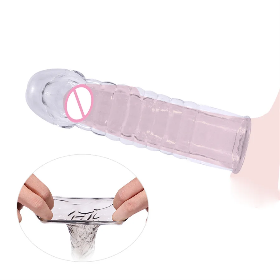 Silicone Penis Sleeve Delay Ejaculation Cock Rings Reusable Extension Condoms Dick Sleeve Glans Cover Enlargement Sex Toys