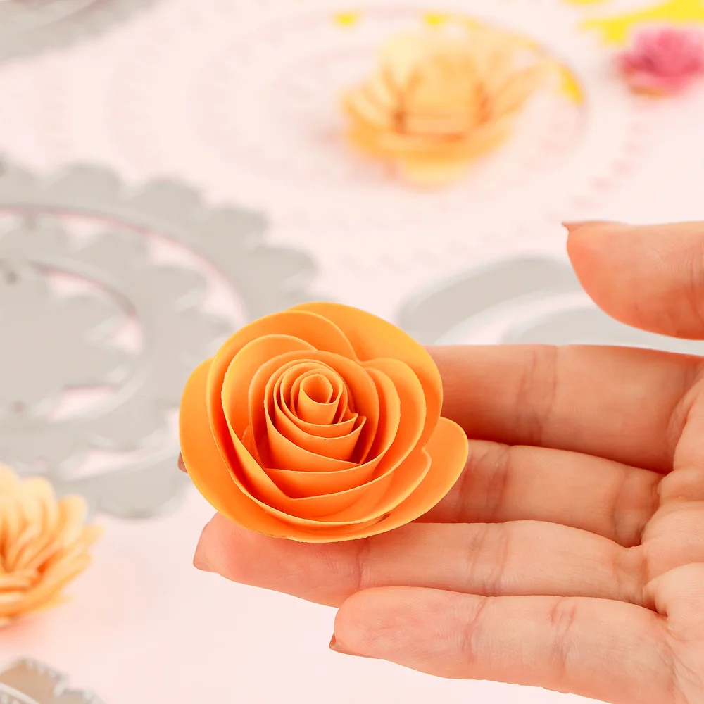 3D Large Spiral Rolled Flowers Garland Cutting Dies 11.5*10.6cm For DIY Scrapbook Paper Cards Embossed Decorative Craft Making