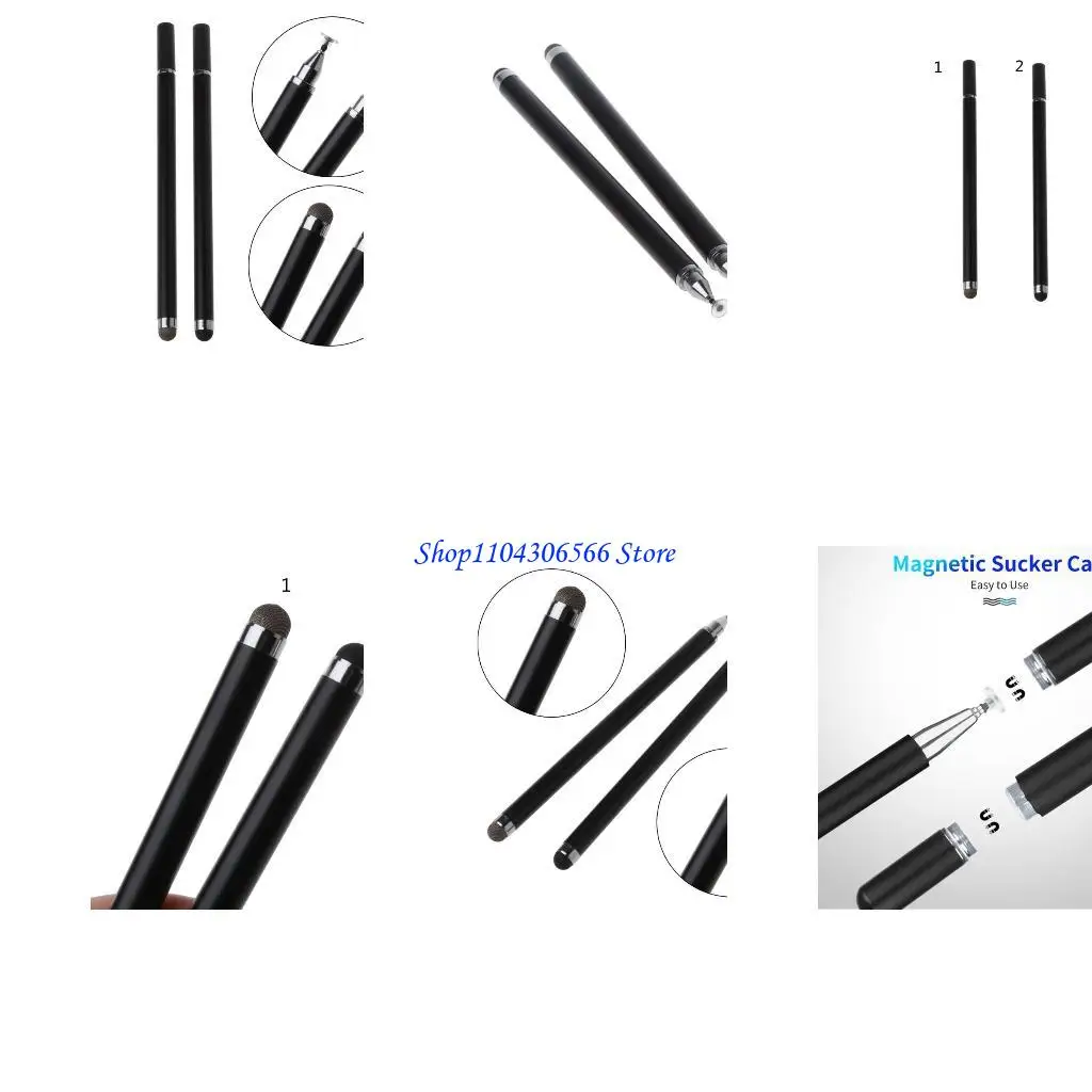 

02DD Universal 2 in 1 Metal Pens with Ballpoint Pens Pen for Capacitive Screen Smartphone Tablet Accs