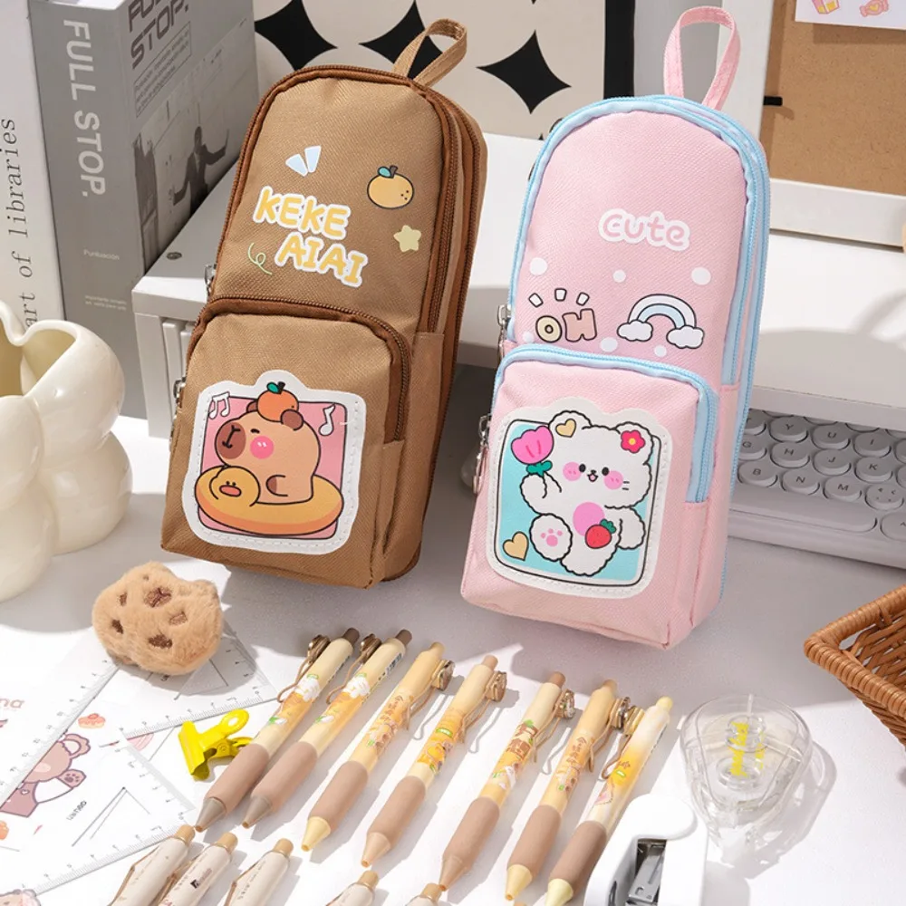 

6Layer 11Pockets Capybara Pencil Bag Large Capacity Aesthetic Schoolbag Shape Pencil Case Animal Waterproof Zipper Pencil Pouch