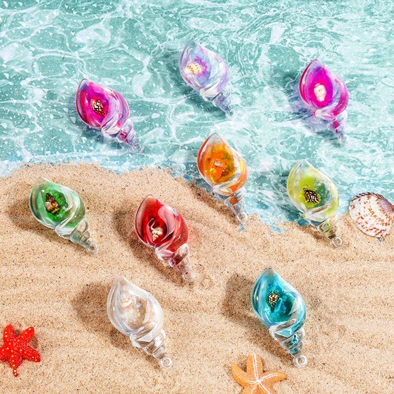 5pcs/Lot Luminous Resin Cute 3D Conch Pendants Charms For DIY Making Earrings Keychain Jewelry Handmade Accessories