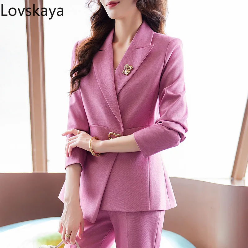 Purple suit set for women in autumn new hosting art examination formal attire professional decoration suit jacket