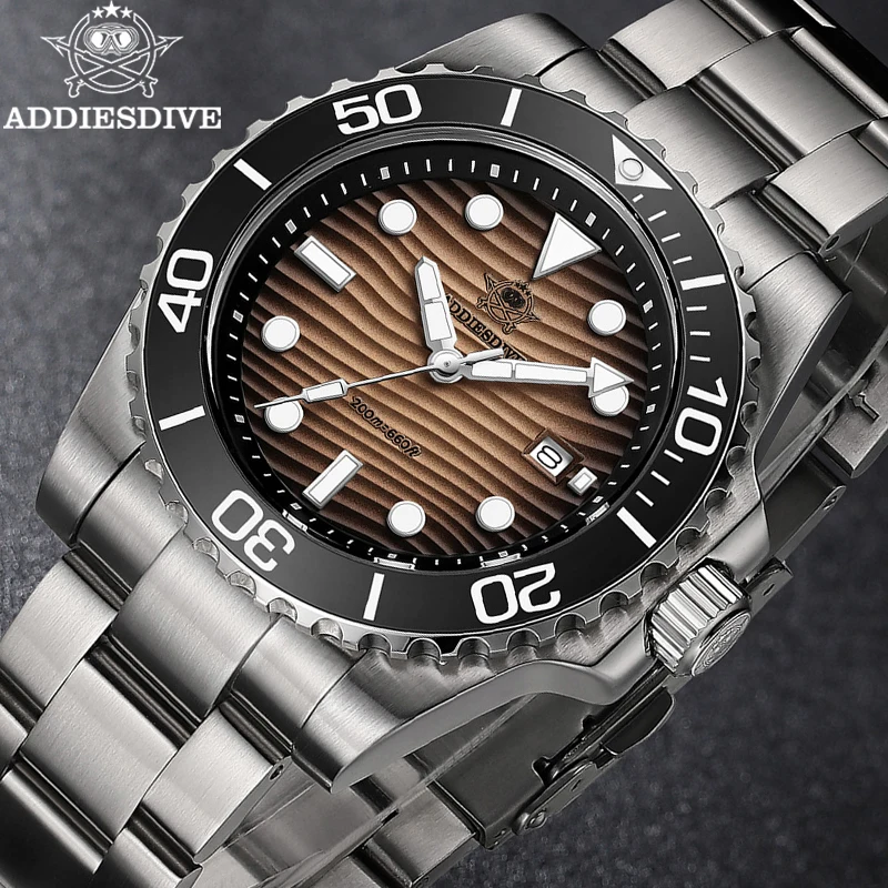 Relógio de Quartzo Masculino ADDIESDIVE Novo, 200m à Prova d'Água, 2115 Luminoso, Relógio de Luxo de Alta Qualidade, 41mm, Aço Inoxidável 316L, Esportivo para Mergulho