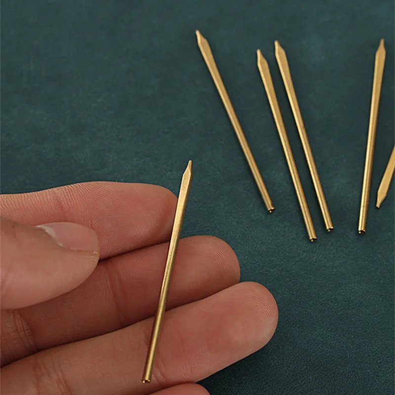 1PC DIY Handmade Leather String Needle Brass Flat Head Leather Thread Needle Sewing Craft Tool Leather Edge Stitches Round Hole