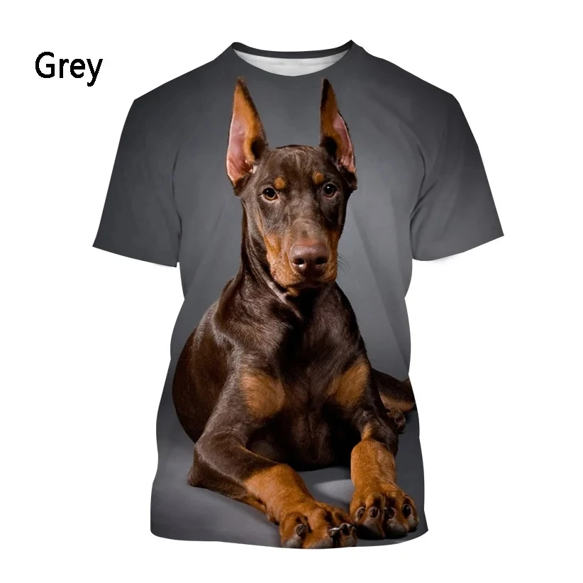 Summer 3d print T shirt for men Funny Doberman Picture Printed Tees Personality Casual Round neck Short Sleeve Oversized Tops