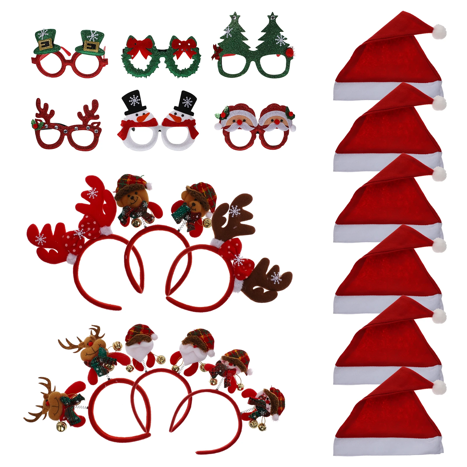 

1 set Christmas Glasses Suit Set Hair Hoop Hat Frames Prop for Party Supplies Christmas Decor Cosplay Accessories Festive Props