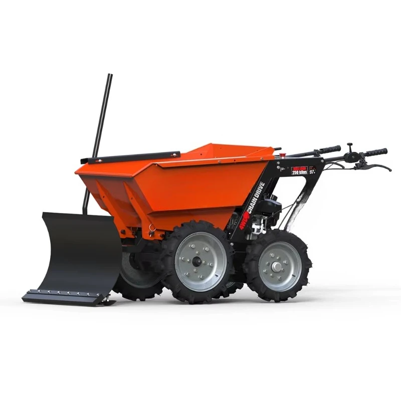 250Kg Load 4WD Truck 4x4 Motor Power Mechanical Transmission Mini Dumper with Snow Shovel