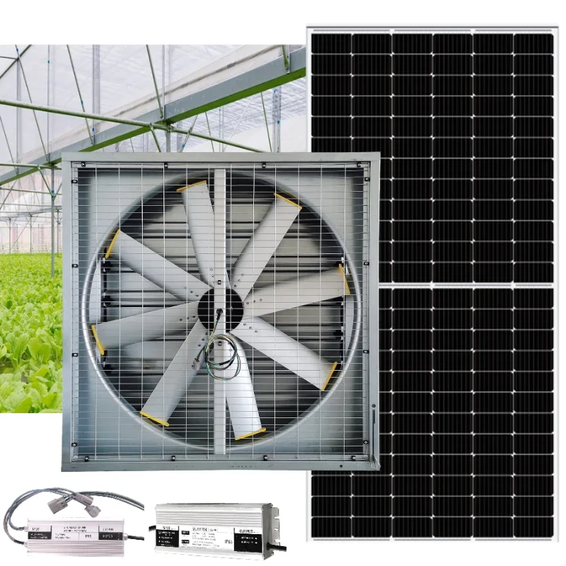 Agricultural Heat Extractor Air Vent Fans for Greenhouse Solar Energy Powered 48'' Thin Box Negative Pressure Wall Exhaust Fan