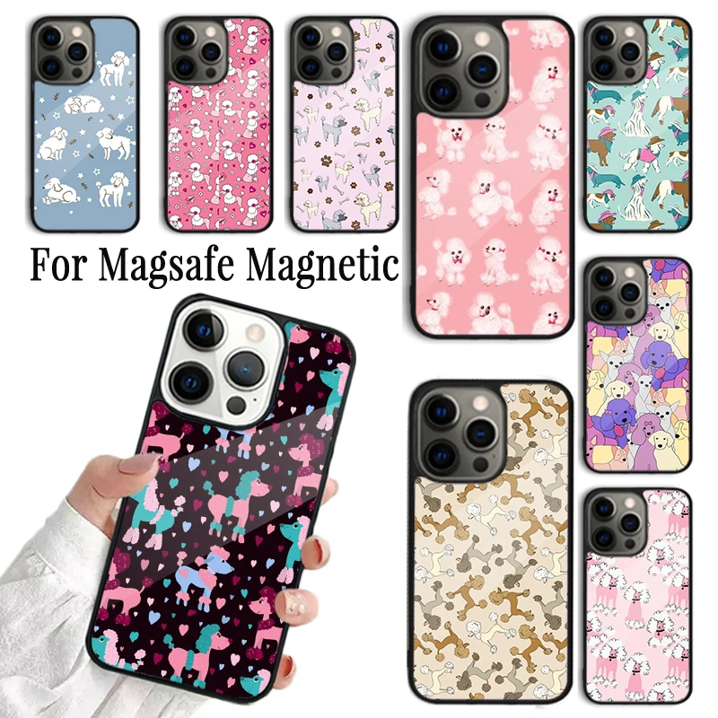 Coque Phone Case For iPhone 16 15 14 13 12 Mini 11 Pro Max Plus Magsafe Magnetic Wireless Charging Cover Poodle Dog