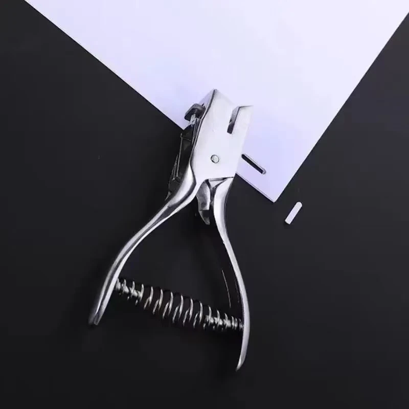 Single Hole Punch 3*15mm Oval Hole Hand-held Metal Hole Puncher with Spring for Member ID Card Paper PVC School, Office Supply