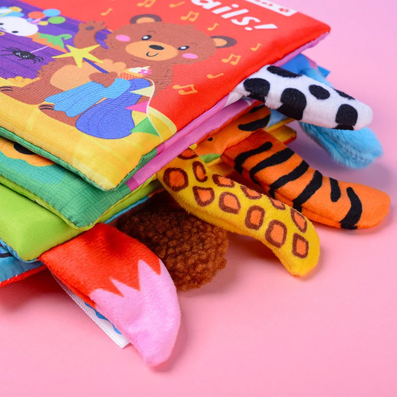 Dierenstaartdoekboek voor baby's Geluidspapier Vroeg onderwijs Verlichtingsspeelgoed voor baby's van 0-1 jaar oud