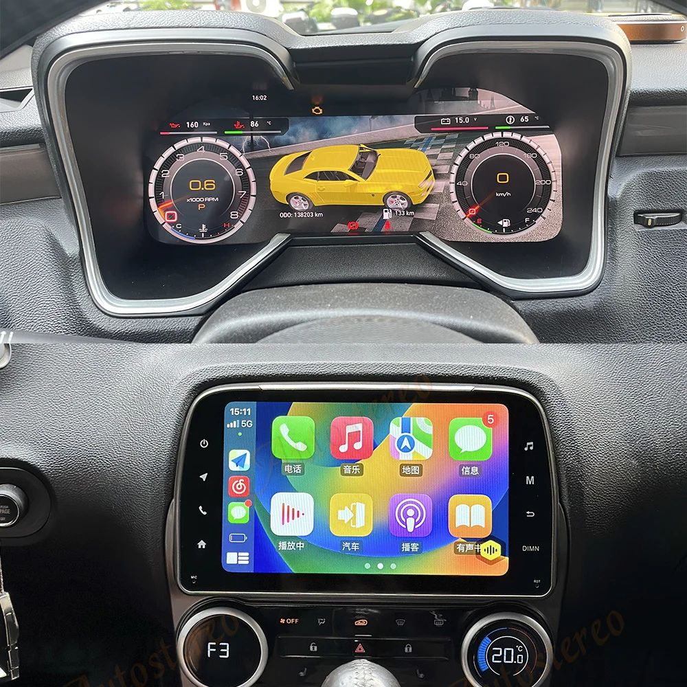 Virtual Cockpit Digital Cluster Android13 For Chevrolet Camaro 2010-2015 Car Speed Meter Odometer Screen Auto Stereo Multimedia