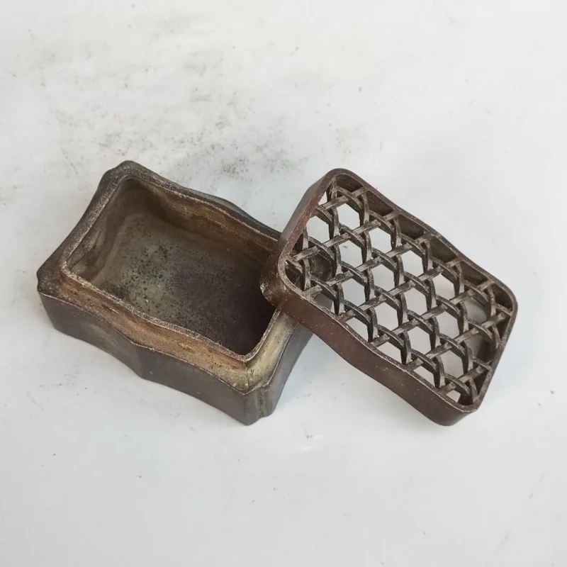 

Retro Alloy Incense Burner Taoist Rectangular Burning Incense Paper Burner Household Square Stove Tripod Incense Burner