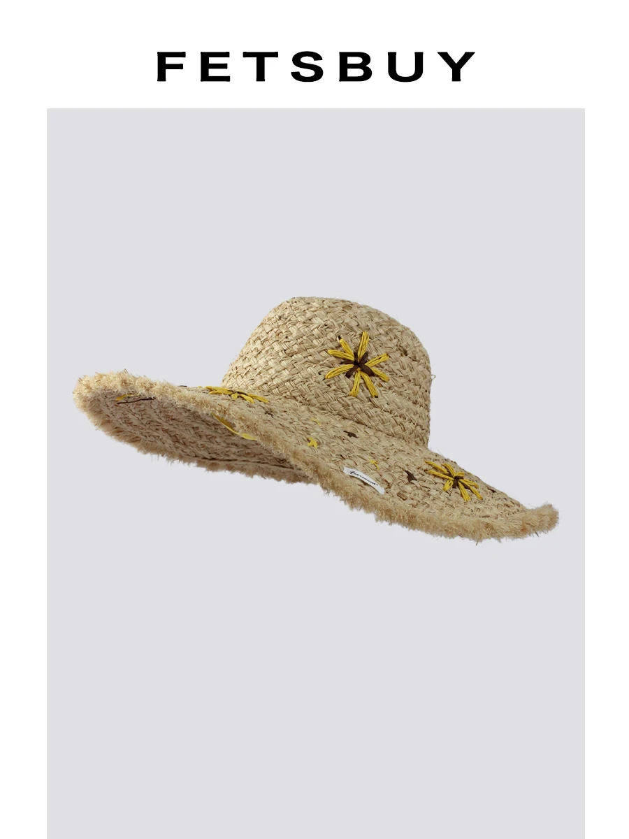 chapeau-de-paille-tresse-a-la-main-a-large-bord-style-plage-romantique-avec-fleurs-jaunes-teintees-chapeau-d'ete-reglable-a-calotte-ronde-pour-jeunes-femmes