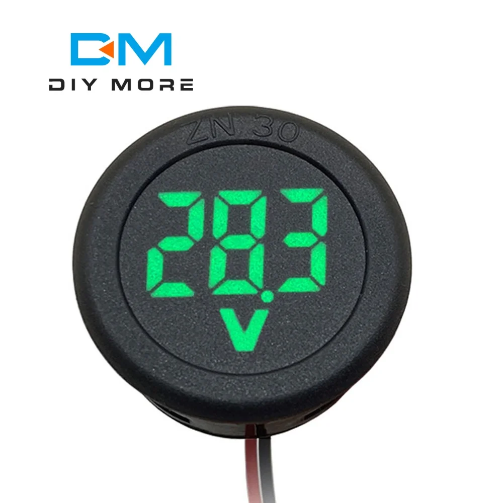 DC 4-100V LED Digital Display Round Two-wire Voltmeter Voltage Meter Volt Monitor Panel with Reverse Connection Protection